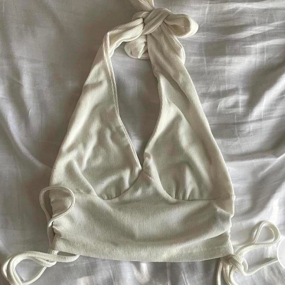 SHEIN white halter crop top